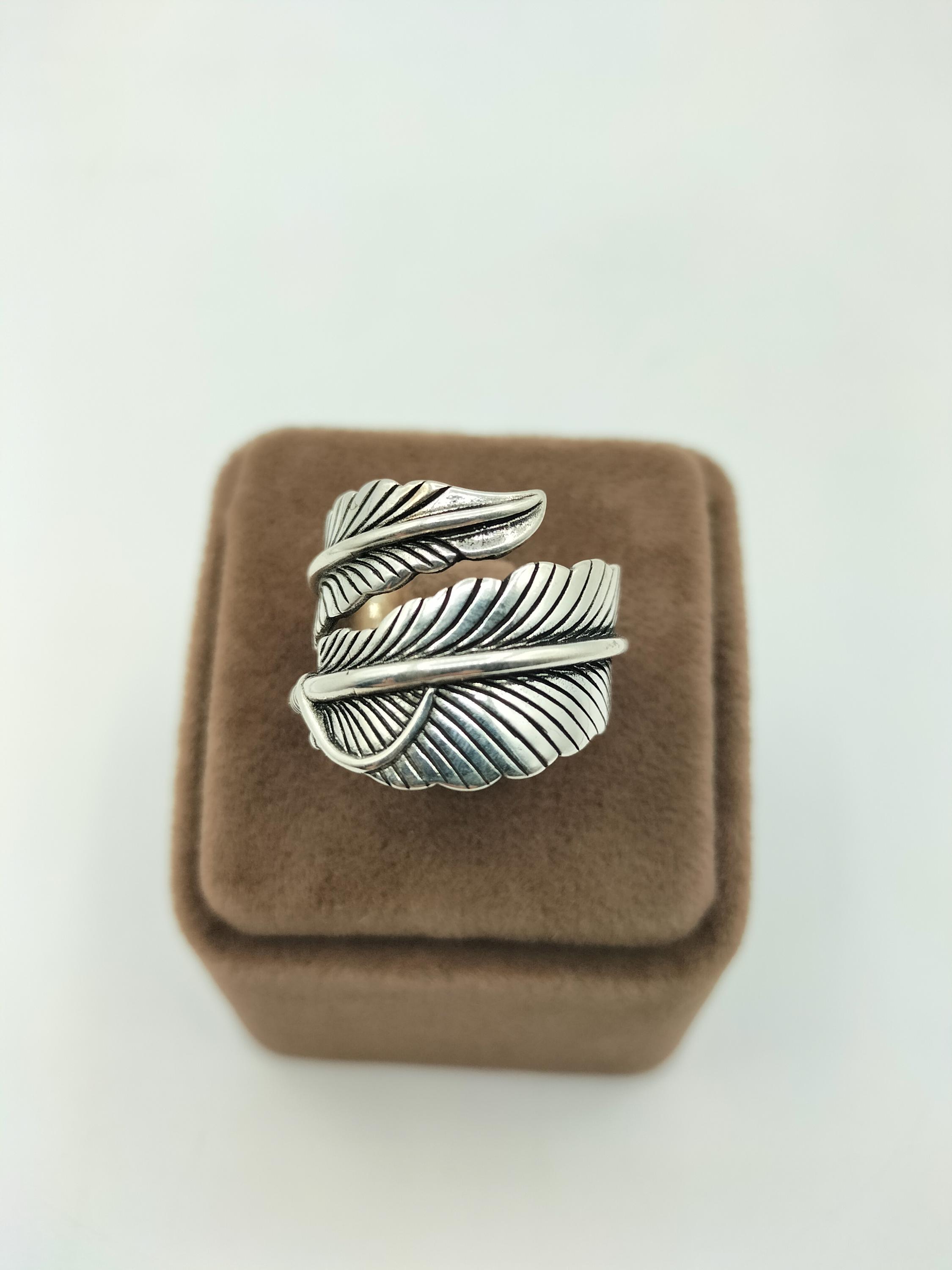 Anello Con Piuma In Argento Sterling Ossidato - Foto 6