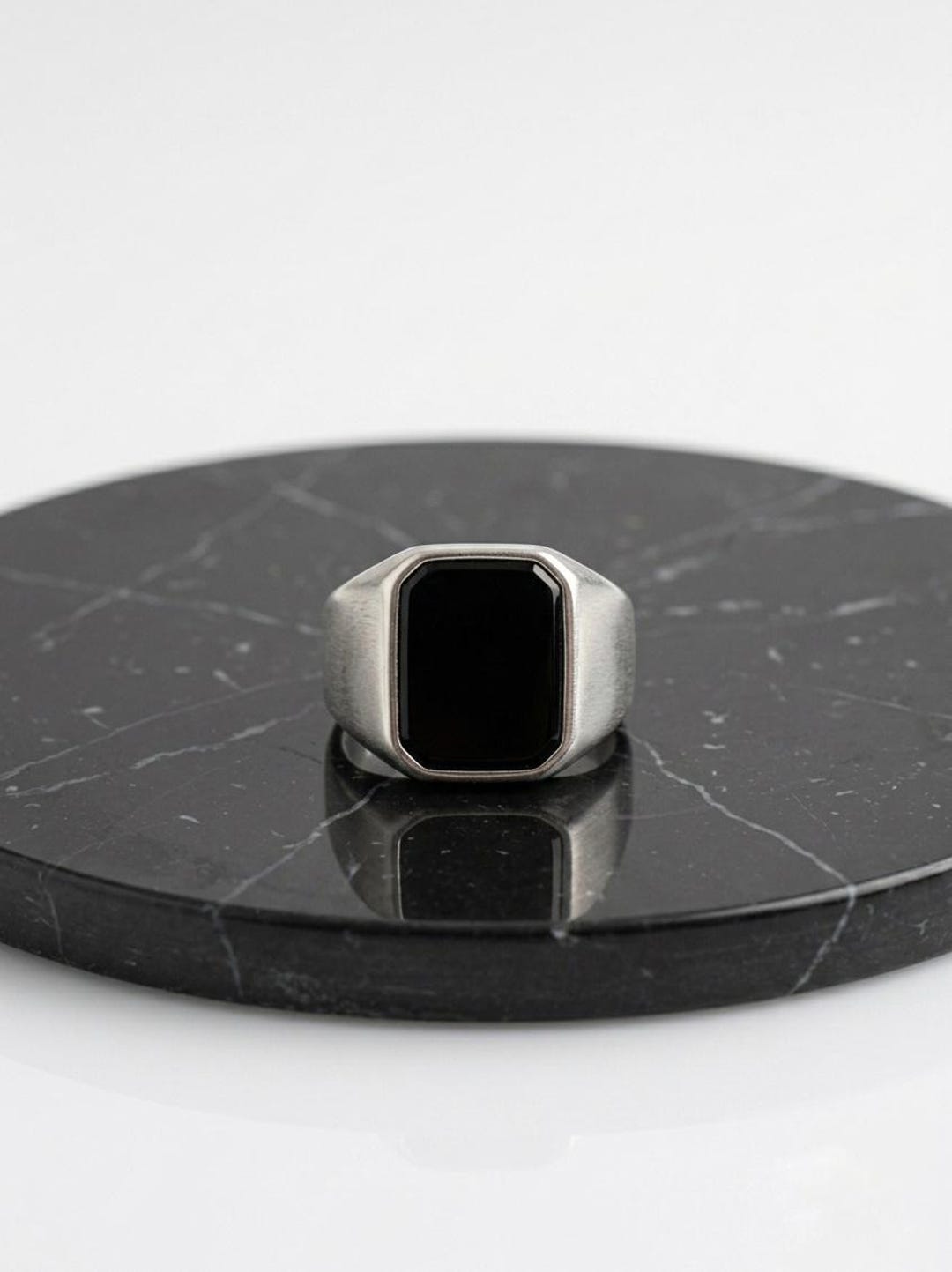 Men's Sterling Silver Black Onyx Ring, Turkish Handmade Statement