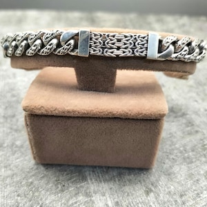 Handmade Sterling Silver Cuban Link Bracelet - Personalized Men&#39;s Jewelry