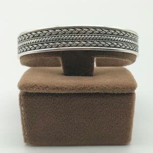 Handmade 925 Sterling Silver Men&#39;s Bracelet - Adjustable Cuff
