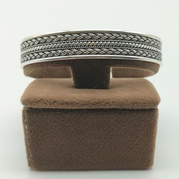 Men's Sterling Silver Cuff Bracelet, Adjustable Handmade Bangle, Boyfriend Gift