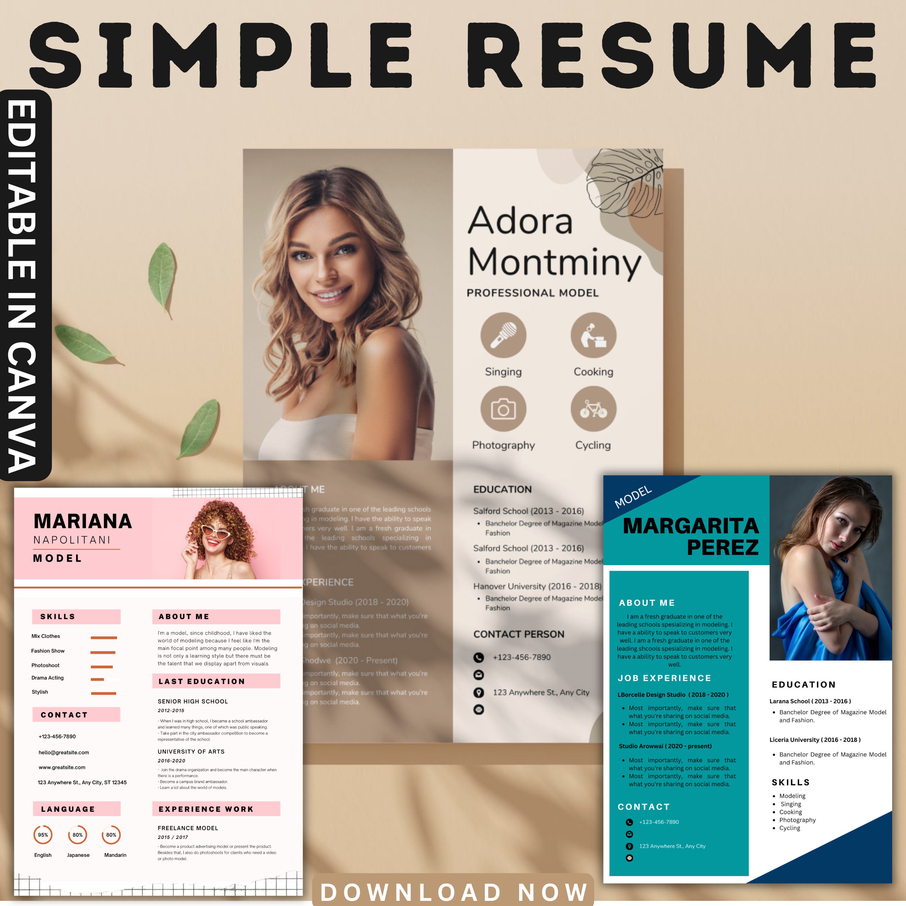 Professional Model Resume Template - Il Fullxfull.6123119162 F5or 