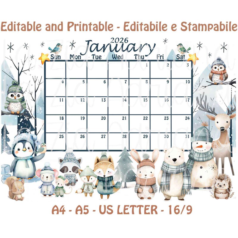 January Calendar Cartoon Cartoon Calendars 2026 - Etsy