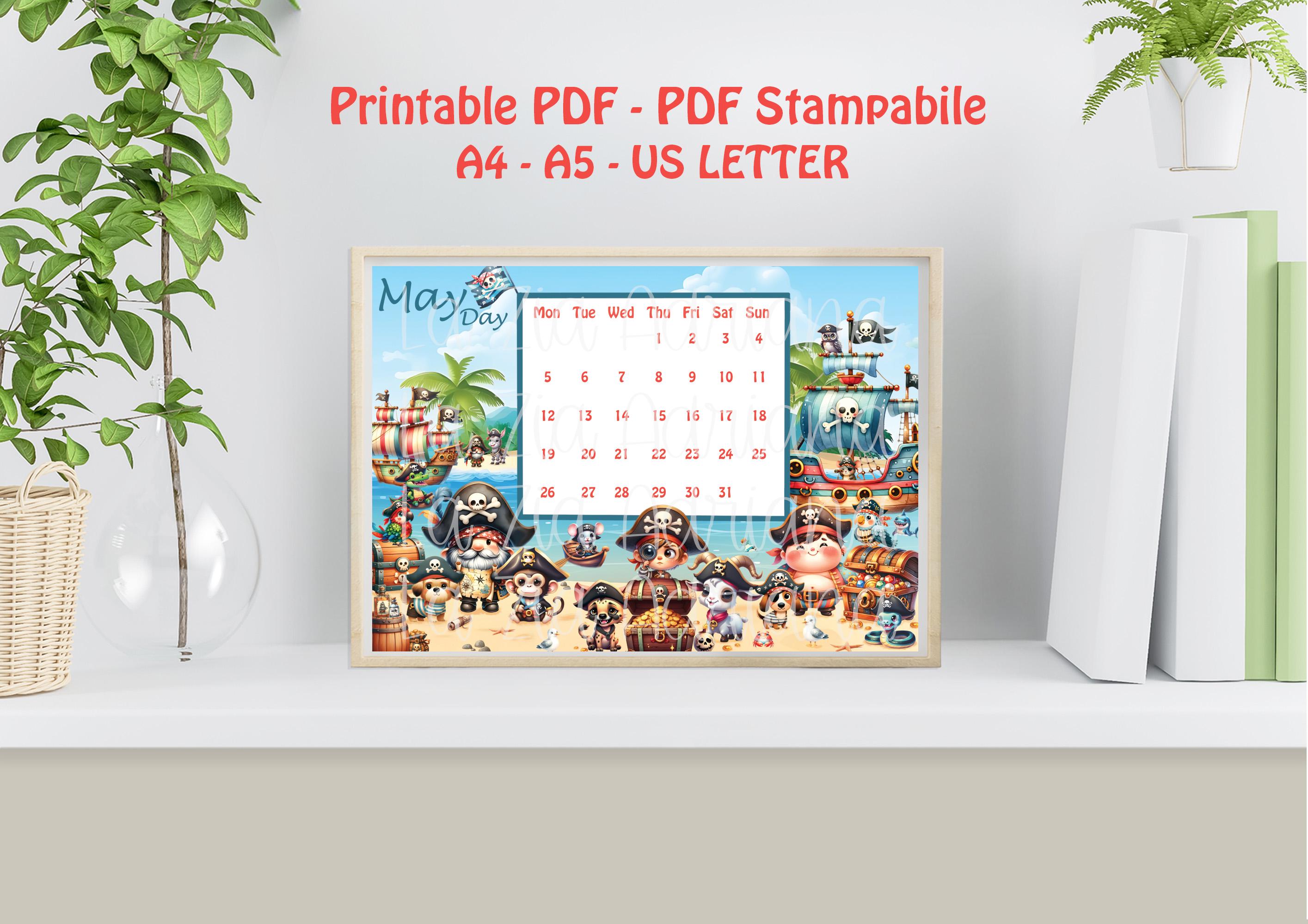 Calendar May 2025 - Editable and Printable - Cute Cartoon Pirates ...