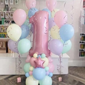 1st 2nd 3rd Birthday Balloon Stand Boys Girls Party Decorations Age 1 2 3 Pastel 62 Pieces HUGE BUNDLE