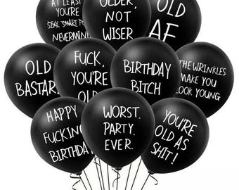 Grumpy FUNNY Old Man Balloons x10 Birthday Party Decorations Latex Balloon Free Post Banner Rude Adult Men Women