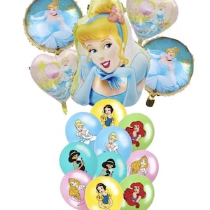 Princess Cinderella Birthday Balloon Set Party 15 Pieces Decorations Kids Girls Pink Banner