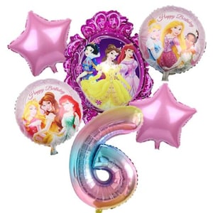 Princess 6th Birthday Balloon Set Party Decorations Age 6 Kids Boys Girls Pink Banner