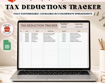 Small Business Tax Deduction Tracker: Google Sheets Template (Digital Download)