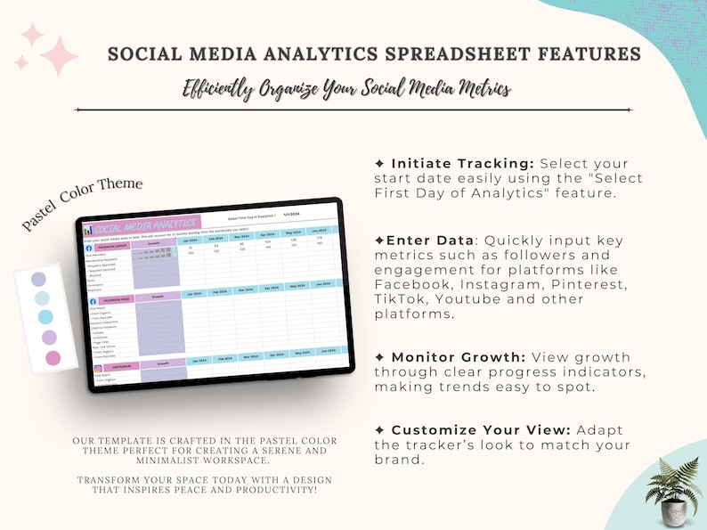 Social Media Analytics Tracker, Google Sheets 12 Month Post Performance ...