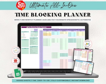 Weekly Time Blocking Planner: Google Sheets Template (Digital Download)