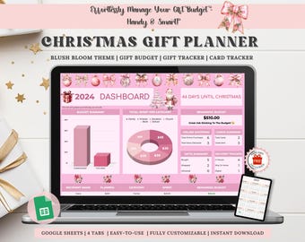 Christmas Gift & Card Tracker Google Sheets Template | Budget Planner ...