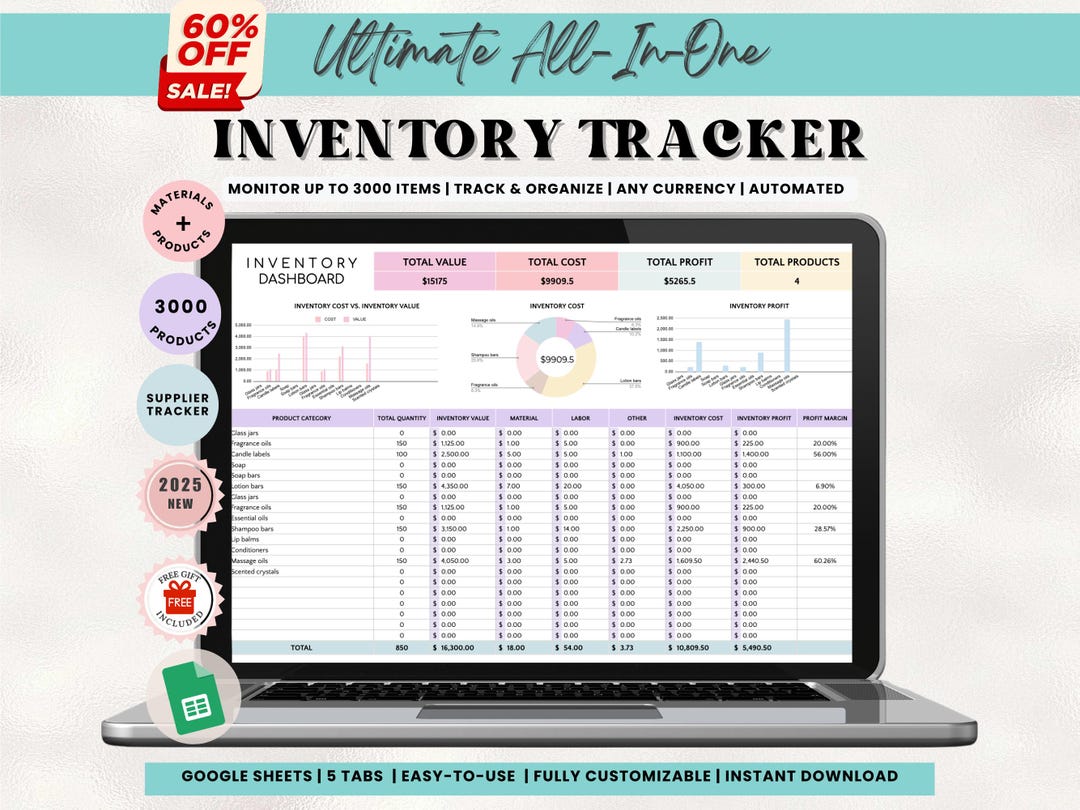 Small Business Inventory Tracker: Google Sheets Template (digital ...