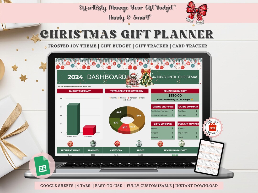 Christmas Gift Tracker, Christmas Planner Christmas Gift List ...