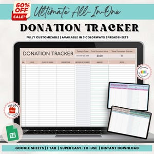 Spreadsheet donatietracker | Donatiesjabloon Google Spreadsheets, donatielijst, donatielogboek, trackingsjabloon voor donaties Donatiedoel