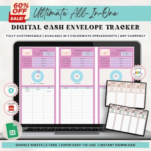 Cash Envelope System Budget Umschläge, Cash Spending Tracker, Haushaltsplaner Budget Kalkulationstabellen, Digital Cash Tracking Vorlage Download