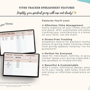 以下が含まれることがあります： 献金と捧げ物を追跡するためのデジタルスプレッドシートテンプレート。テンプレートは、ミニマルなデザインでニュートラルなカラーテーマを採用しています。スプレッドシートには、今日の日付、年間献金額の合計、献金の合計エントリ、支払い方法、捧げ物、メモのセクションが含まれています。スプレッドシートの上部には「TITHE TRACKER」というテキストが表示されています。