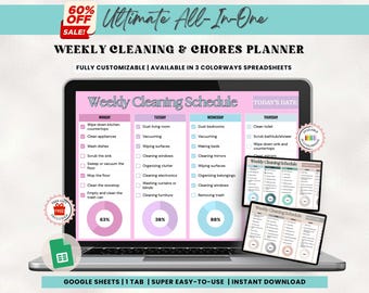 Cleaning Schedule Google Sheets: Family Chore Chart (Digital Download)