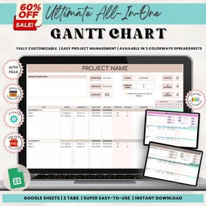 Gantt Chart Spreadsheet: Project Planner & Task Tracker (Google Sheets)