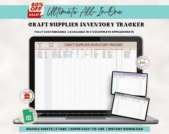 Craft Supplies Inventory Tracker: Editable Google Sheets Spreadsheet