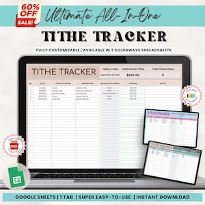 Tithe Tracker Spreadsheet | Tithes and Offerings Tracking Tithe Log Church Donations Contribution Tracker Church Offering List Google Sheets