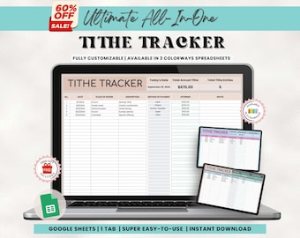 Tithe Tracker Spreadsheet | Tithes and Offerings Tracking Tithe Log Church Donations Contribution Tracker Church Offering List Google Sheets