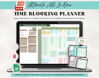 Weekly Time Blocking Planner: Google Sheets Schedule Template (Digital Download)