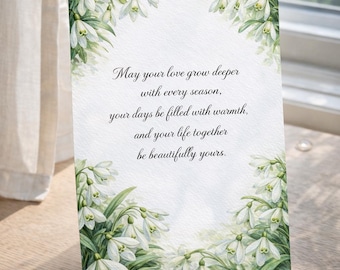 Printable Floral Wedding Card : Digital Botanical Greeting Card for Bride and Groom, PDF Romantic Wedding Congratulations Card