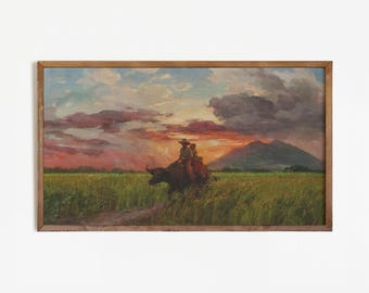 On Our Way Home Frame TV Art, Fernando Amorsolo Painting , Amorsolo TV Art, Vintage Filipino Art, Philippines Art Digital Download