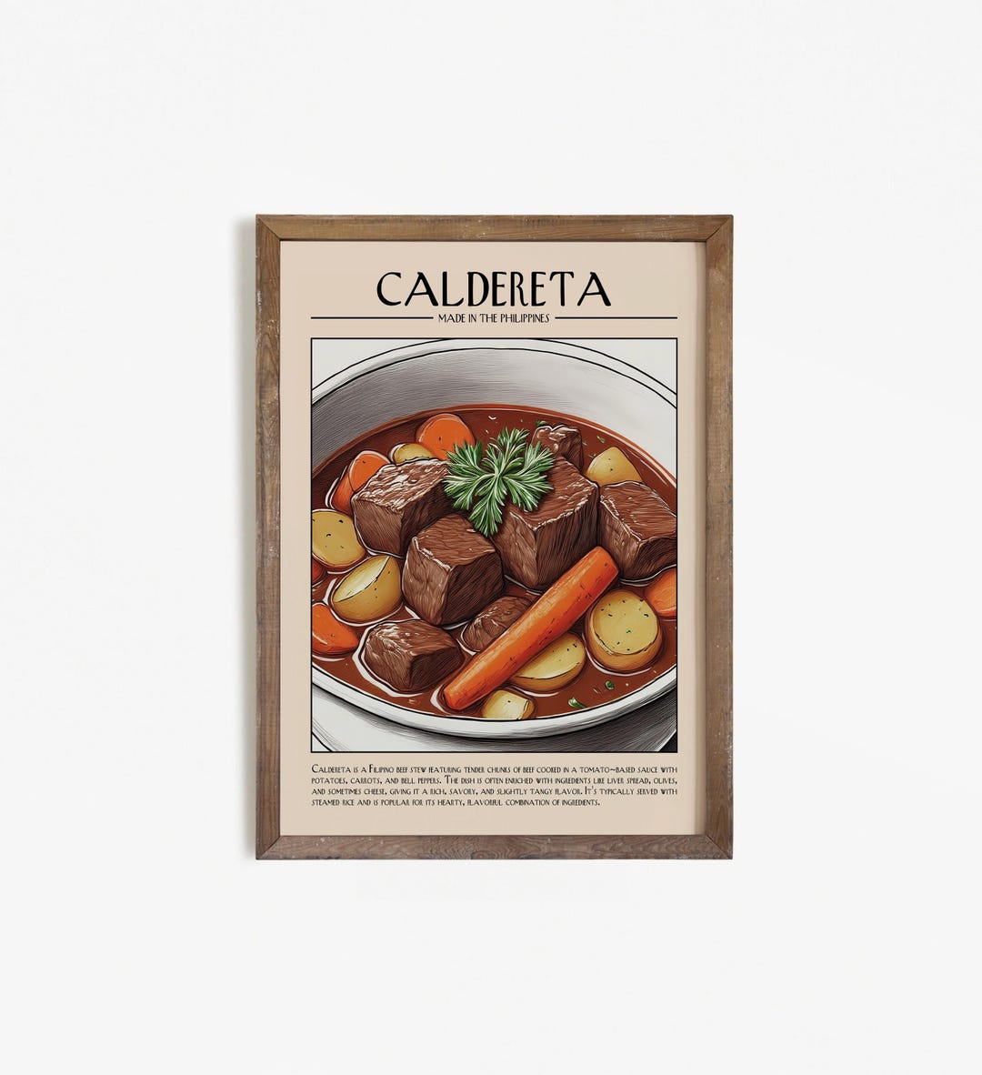 CALDERETA Filipino Food Print, Vintage Philippines Poster, Asian ...