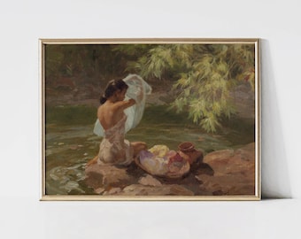 Lavandera Oil Painting: Vintage Filipino Art Print (Digital Download)