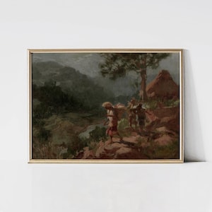 Kunstdruk rijstterrassen Filipijnen: vintage Filipijns landschap (digitale download)
