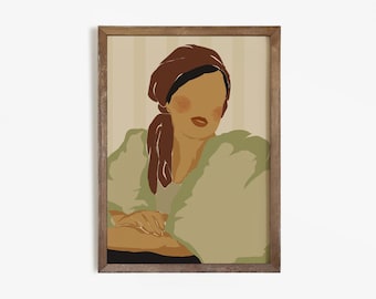 Filipino Feminist Wall Art, Boho Female Portrait, Filipino Art Print, Philippines Poster, Mid Century Modern Wall Art, Retro Fashion Decor