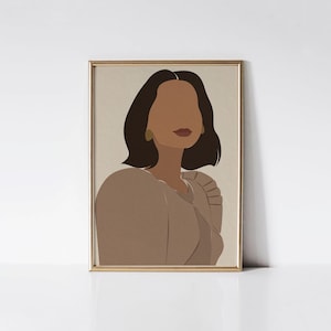 Modern Filipina Portrait Print, Boho Filipino Art Print, Filipina Wall Art Printable, Philippines Boho Art, Midcentury Modern Filipino Art