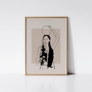 Filipina Woman Wall Art, Vintage Filipino Portrait, Philippines Poster, Retro Boho Mid Century Modern Print, Feminist Fashion Art