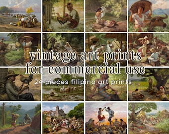 Vintage Gemälde 24er-Set, klassische Kunstdrucke, Museums-Galerie-Wanddekor, druckbare Kunstdrucke