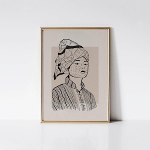 Filipina Woman Wall Art, Vintage Filipino Portrait, Philippines Poster, Retro Boho Mid Century Modern Print, Feminist Fashion Art