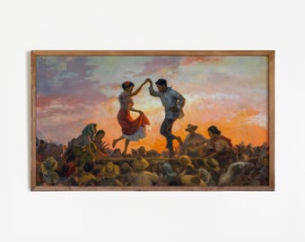 Tinikling Dance Frame TV Art, Fernando Amorsolo Painting , Amorsolo TV Art, Vintage Country Filipino Art, Philippines Art Digital Download