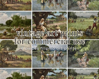 Set of 6 Filipino Art Prints, Philippine Inspired Gallery Wall Bundle, Rustic Minimalist Home Decor, Digital Download