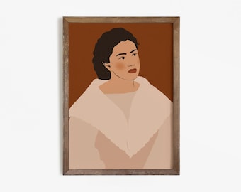 Filipino Feminist Wall Art, Boho Female Portrait, Filipino Art Print, Philippines Poster, Mid Century Modern Wall Art, Retro Fashion Decor