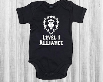 Level 1 Alliance Gamer Nerd World Of Warcraft Inspired Baby Vest Baby-Grow
