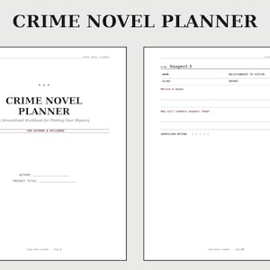PLANNER VOOR MISDAADROMANS — Gestroomlijnd werkboek voor het schrijven van misdaadromans | Printbare planner van 44 pagina's voor auteurs | Digitale download