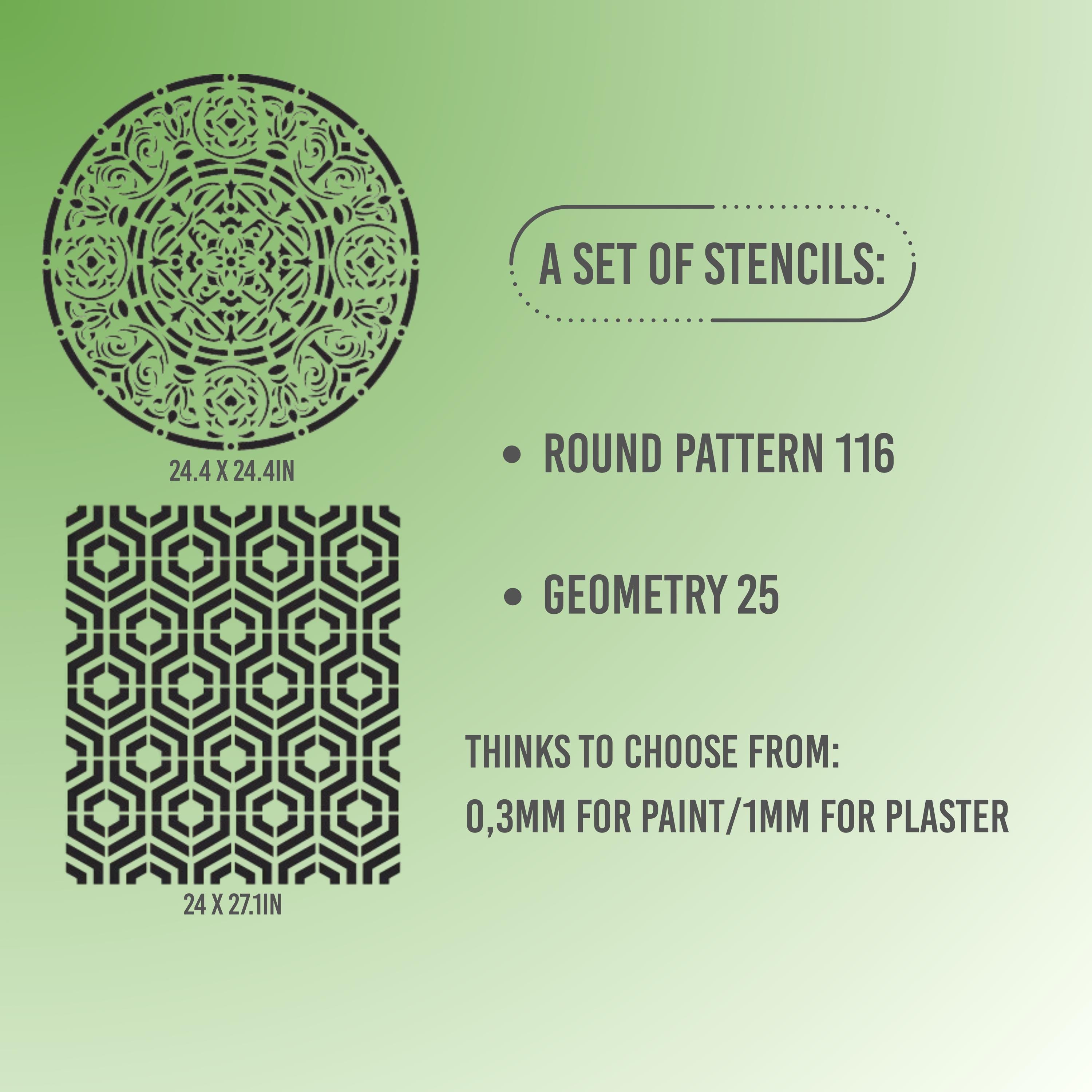 Large Geometric Wall Stencil Set for Plaster, Painting, and Creative ...