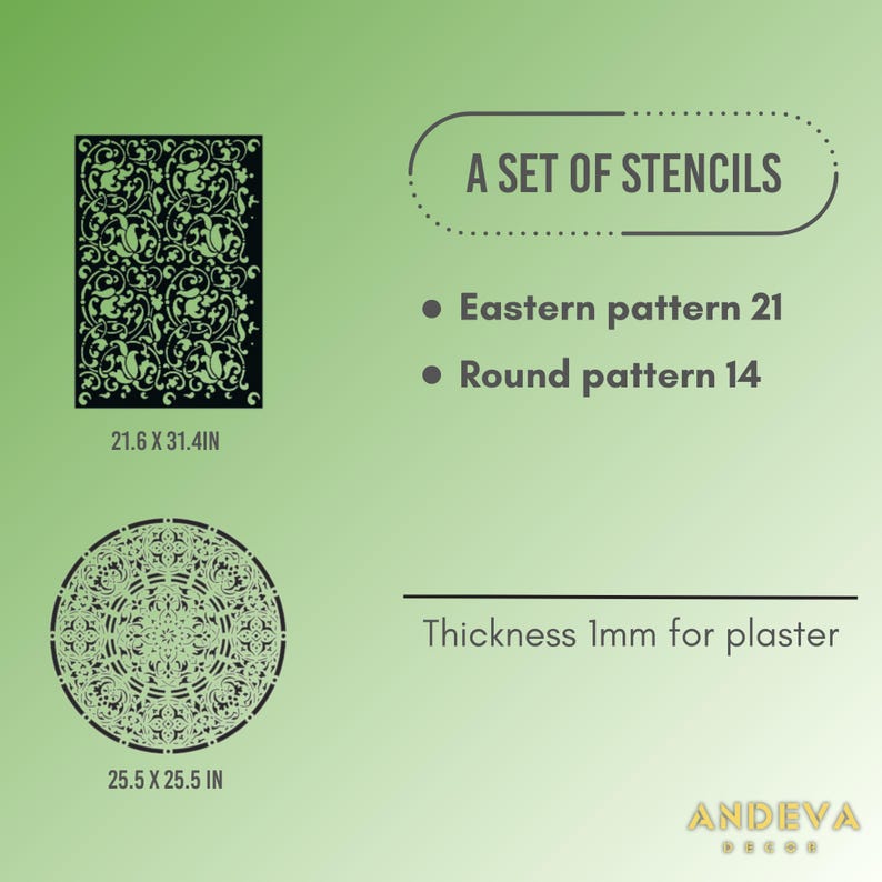 Moroccan Damask Stencil: Round Floral and Oriental Wall Stencil Set - Etsy