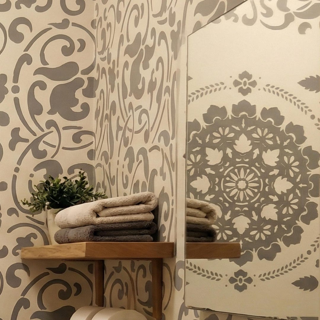 Large Moroccan and Eastern Pattern Wall Stencils: Damask, Round, and ...