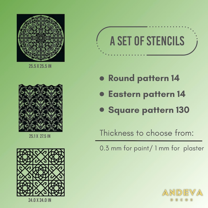 Large Moroccan and Eastern Pattern Wall Stencils: Damask, Mandala, and ...
