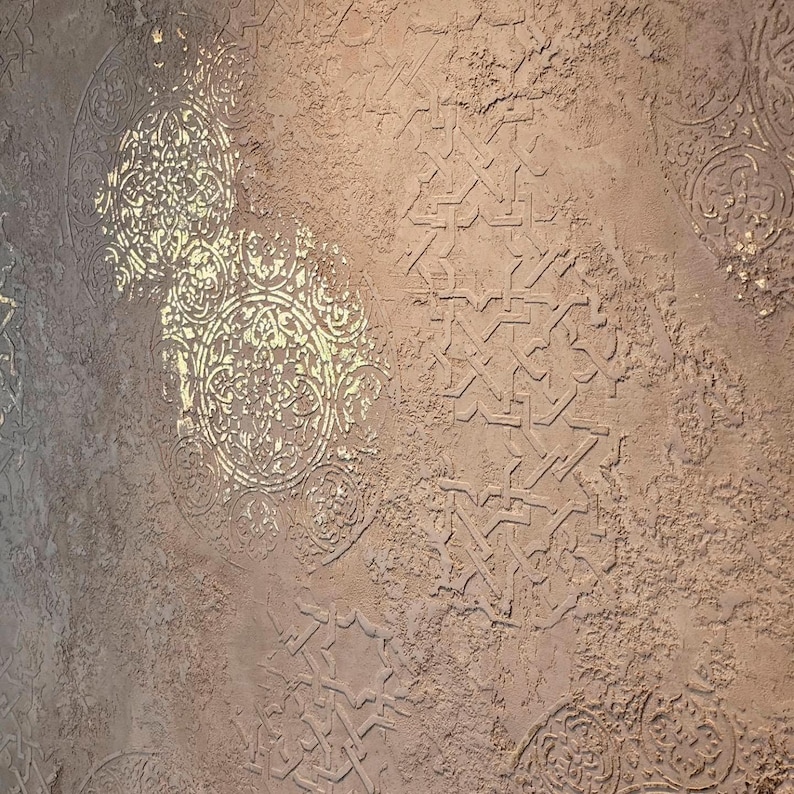 Extra Large Moroccan and Damask Wall Stencils: 3D Plaster Texture and ...
