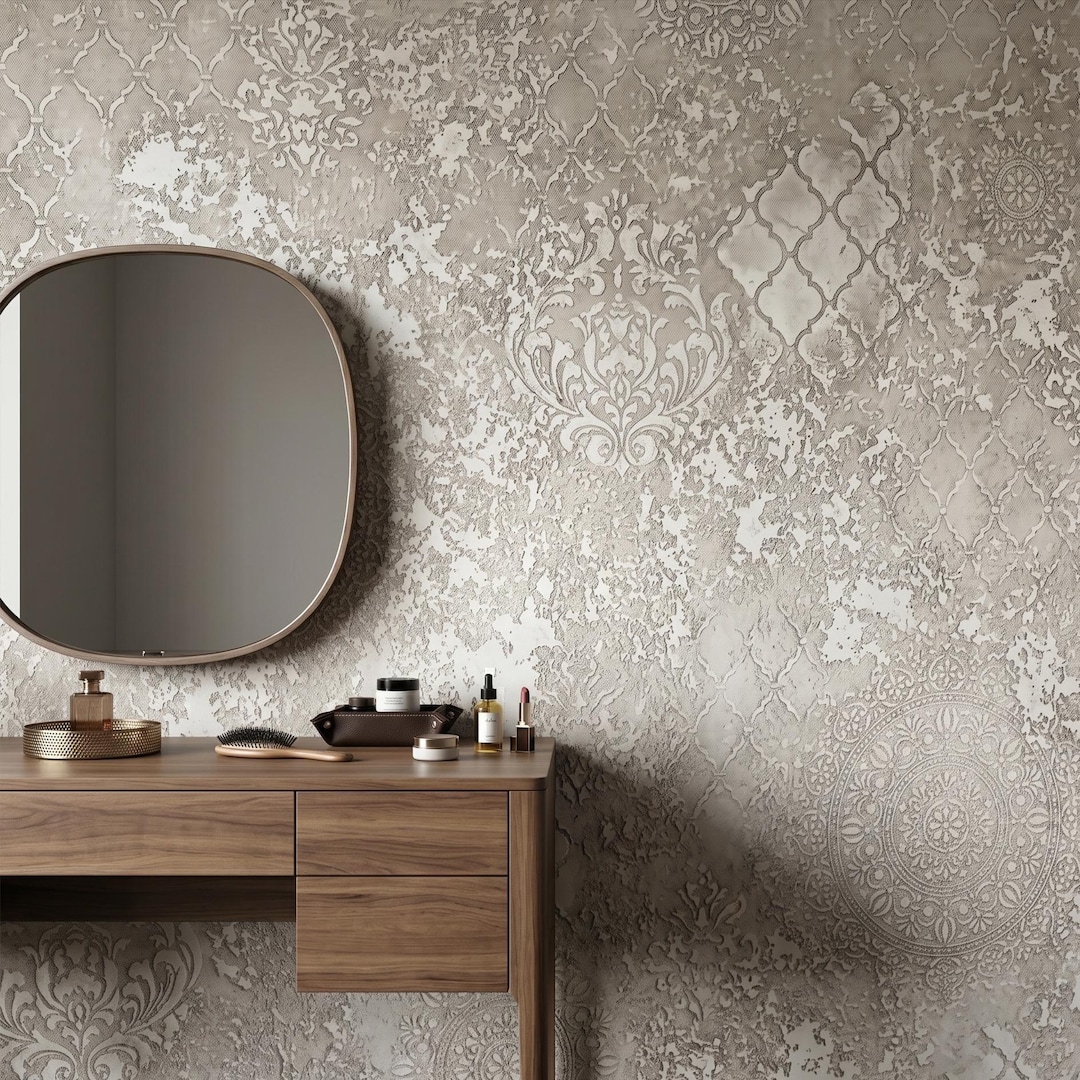Large Damask Wall Stencil Set: Reusable Eastern Pattern for Plaster ...