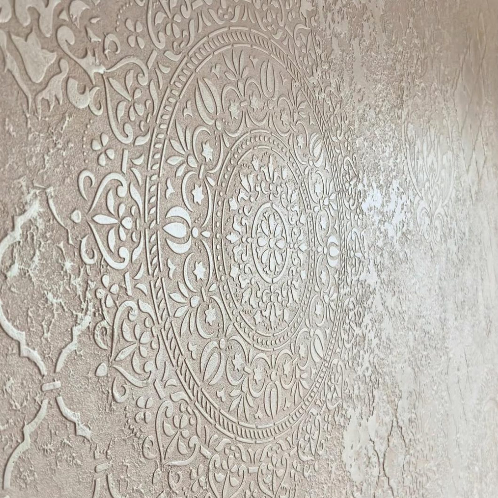 Large Damask Wall Stencil Set: Reusable Eastern Pattern for Plaster ...