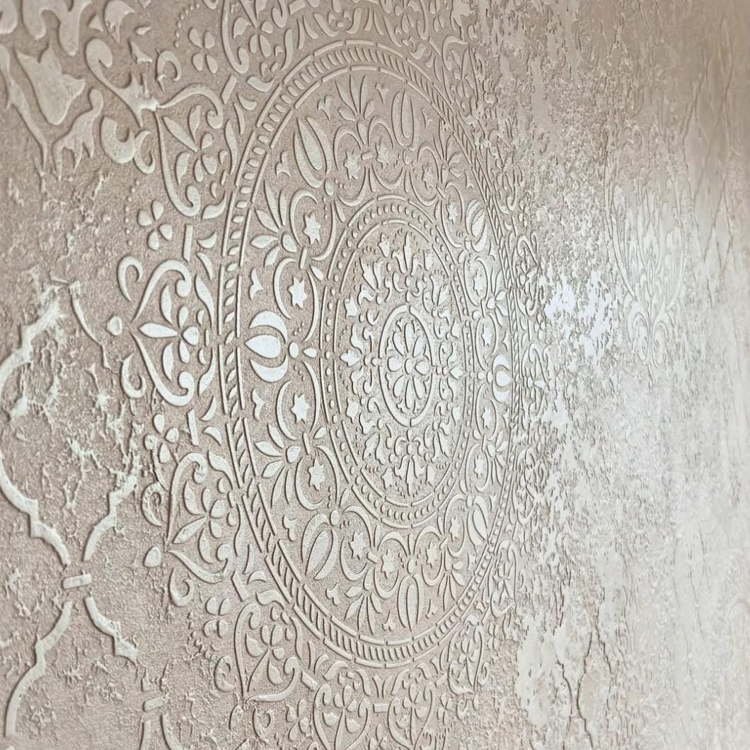 Large Damask Wall Stencil Set: Reusable Eastern Pattern for Plaster ...